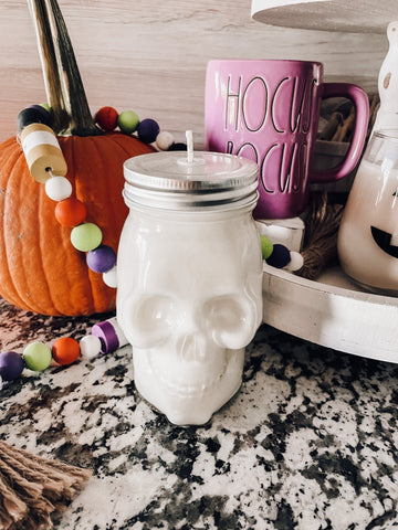 Skull candle for skull decor, hocus Pocus candle