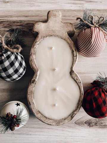 Snowman dough bowl candle, Christmas candle