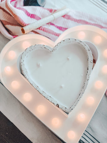 Heart candle for Valentines decor 