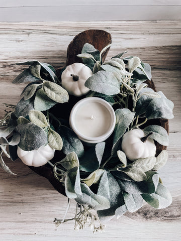 Pumpkin dough bowl centerpiece for fall decor