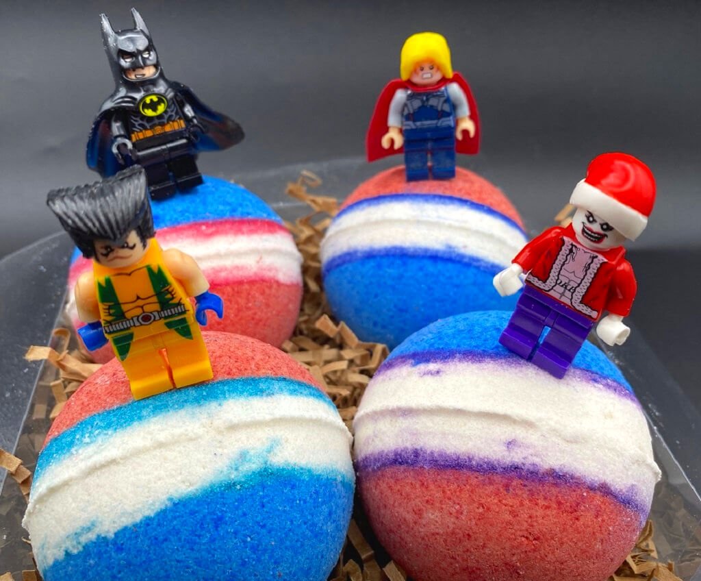 bath bombs with superheroes inside