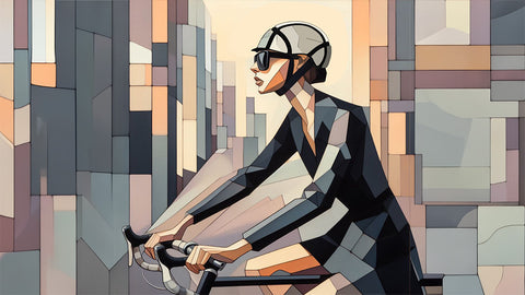 Woman riding in urban city with the Newton-Rider N1 helmet