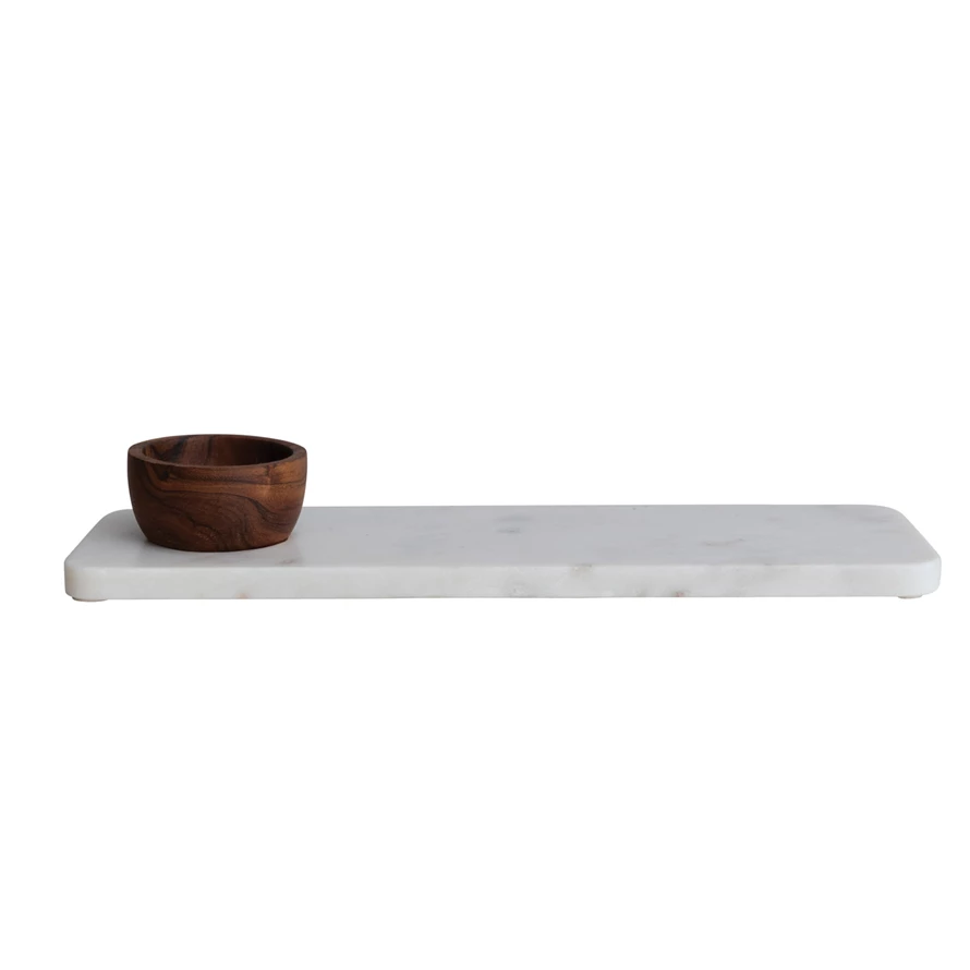 Foreside Home & Garden Small Square White Marble and Wood Kitchen Serving Cutting  Board - 10x7x0.5 - Bed Bath & Beyond - 28594410