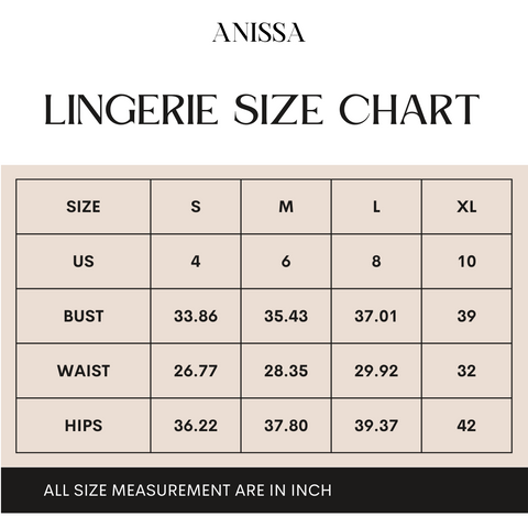 Size Chart for our affordable and unique sexy Lingerie Pieces