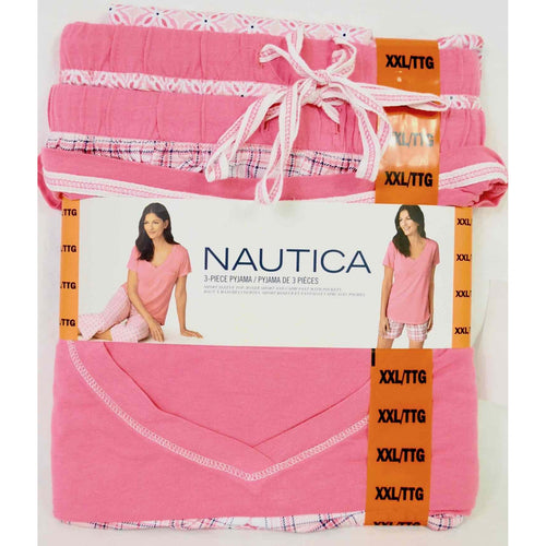 Lucky Brand Tee, Tank, Short & Pant Pajama Set Pink Floral 4Pc - L
