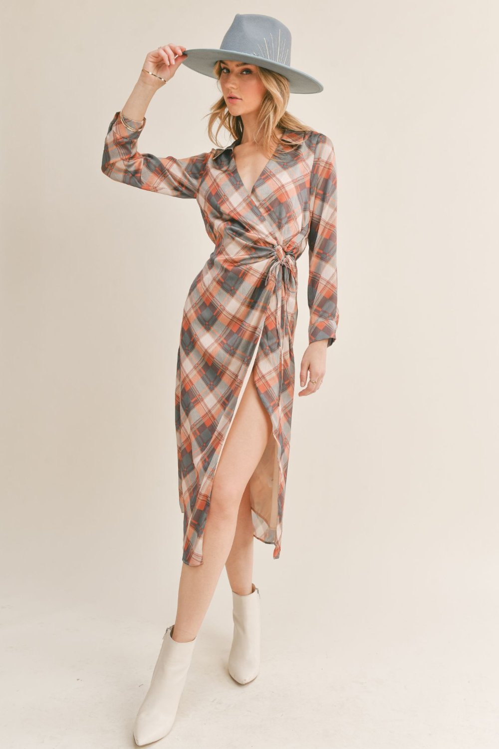 Women's Academia Plaid Mini Dress | Brown Multi - Blooming Daily