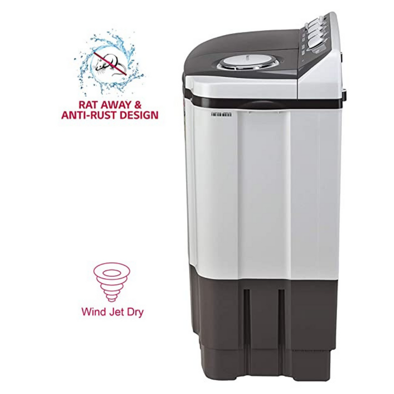 LG P7020NGAY.ADGQEIL 7 Kg 4 Star Semi-Automatic Top Loading Washing Machine (Dark Gray, Collar scrubber)