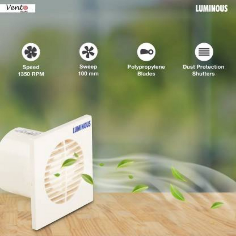 Luminous 100 mm Vento Axial 3 Blade Exhaust Fan (White, Pack Of 1)