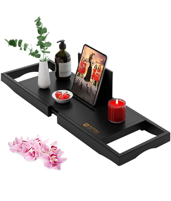 Belgravia Black Bath Rack Wooden Tray