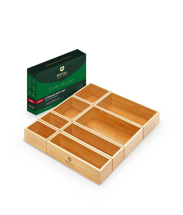 Royal Craft Wood Bathroom Drawer Organizer - 3 Boxes