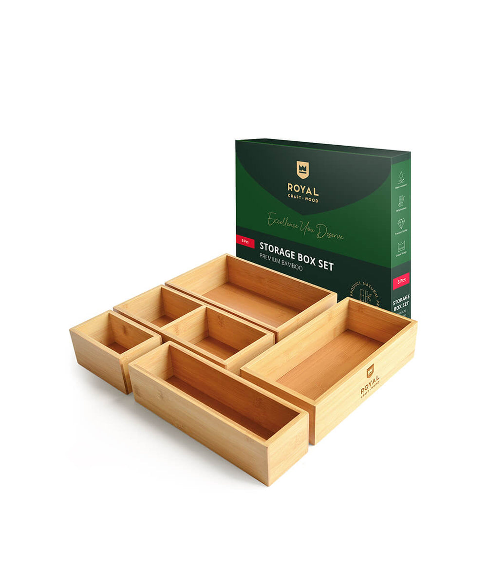 Bamboo Storage Box Set Of 5