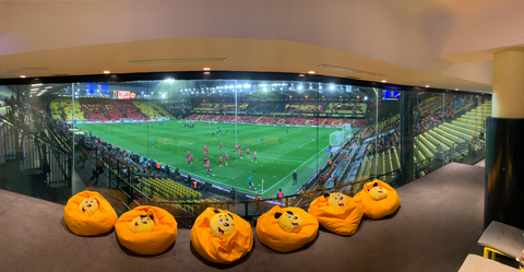 Pitch view from Watford's sensory room.