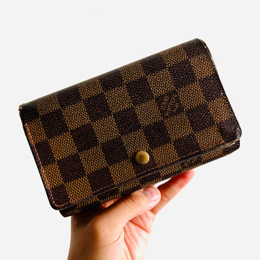 LOUIS VUITTON Bifold Compact Zip Damier Ebene Wallet Brown