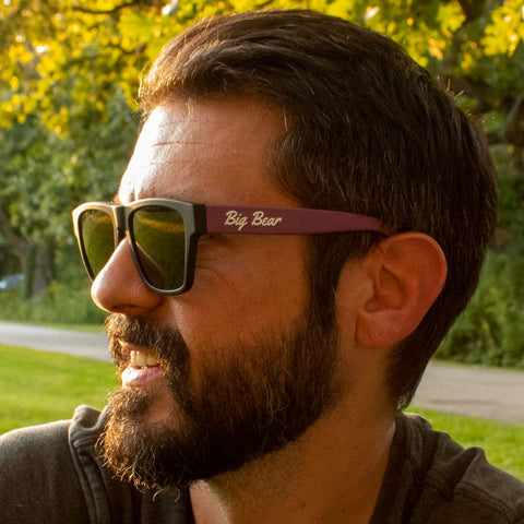 fuchsia men's acetate sunglasses male model profile view
