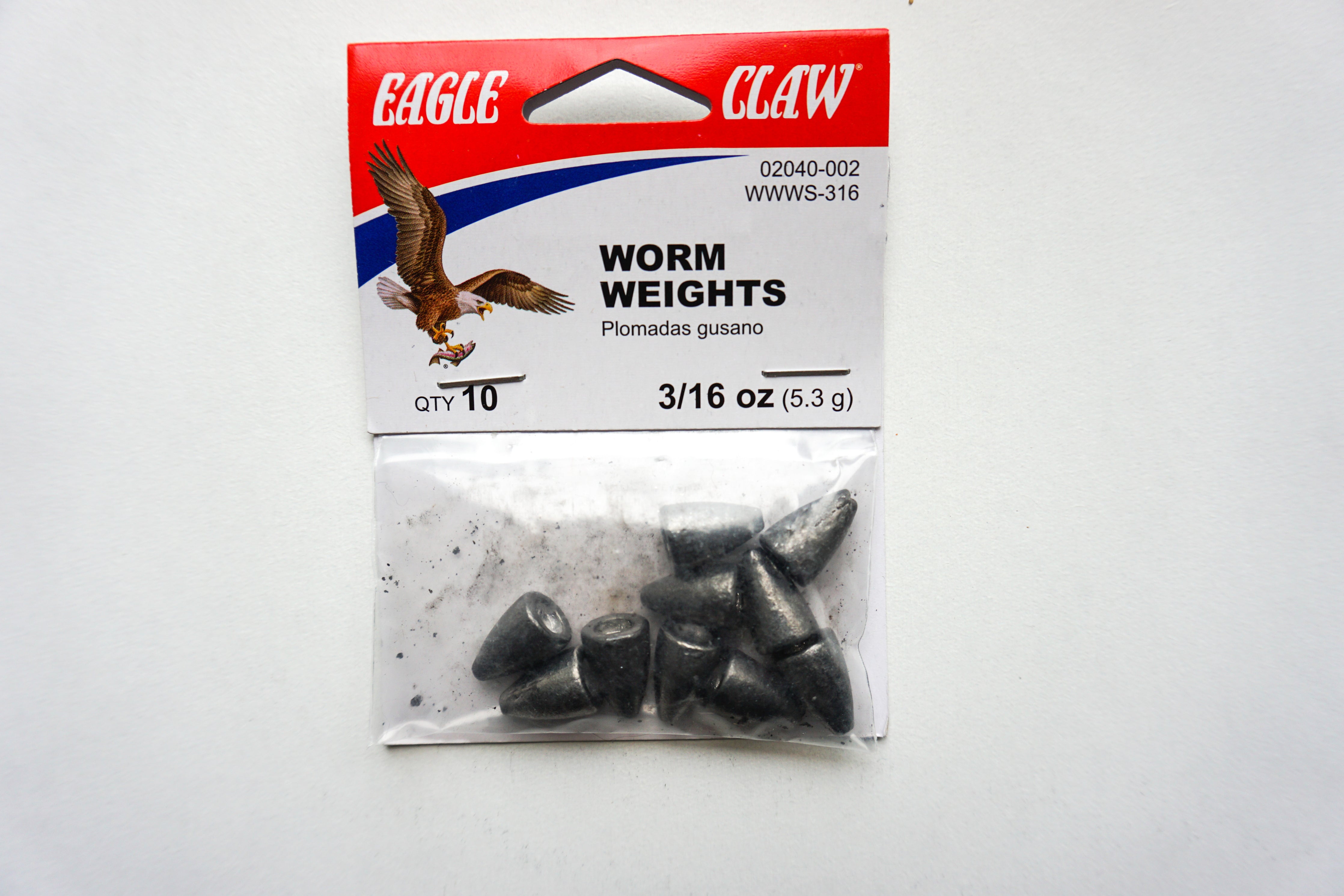 Eagle Claw Worm Weight Sinker 13ct Size 1/8oz 12ctn for sale online