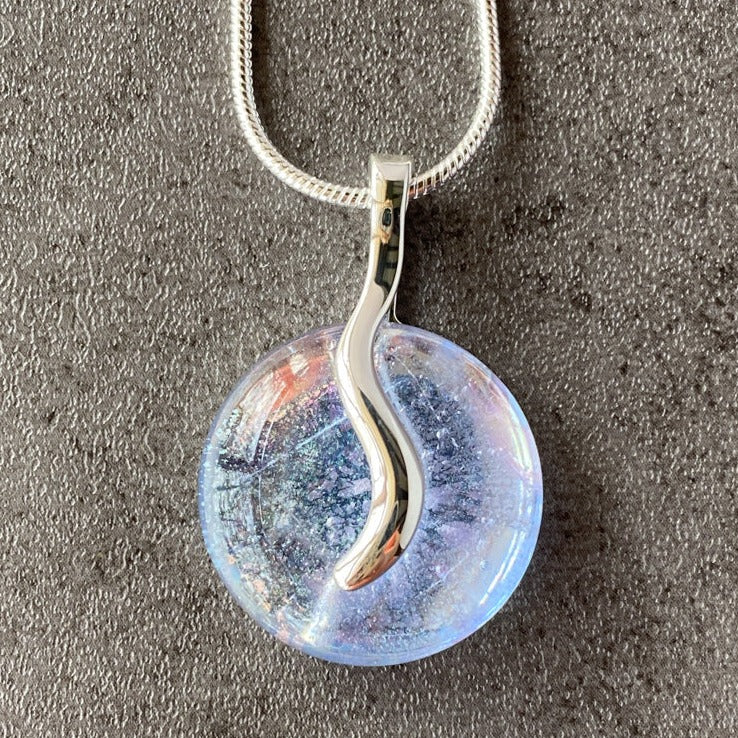 Dichroic Glass Pendant Necklace - Black/Green/Blue — Gallery 1