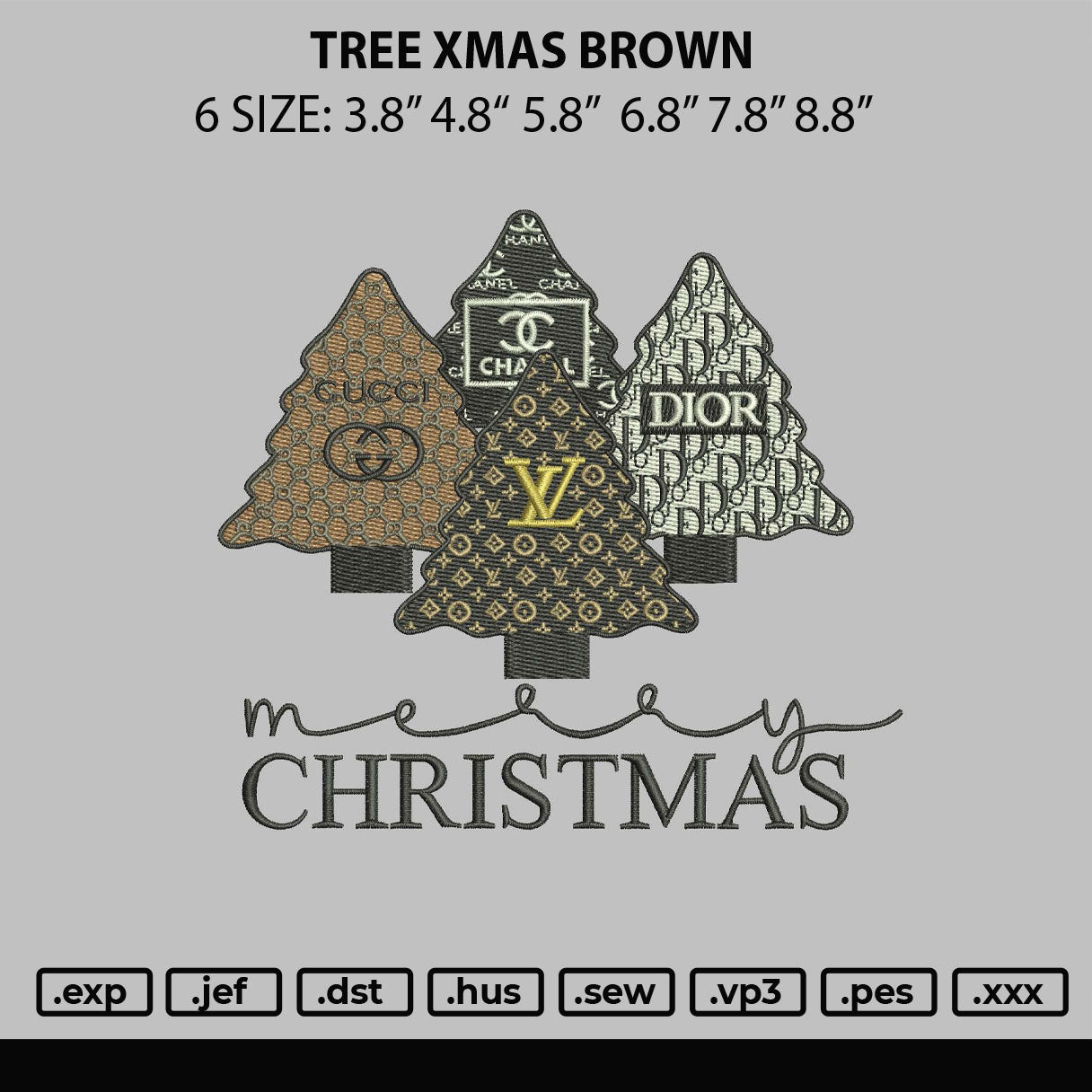 Tree Xmas Brown Embroidery File 6 sizes