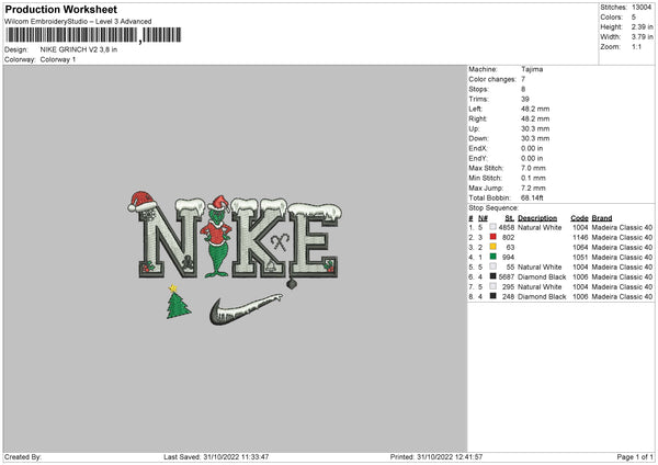 Nike Grinch V2 Embroidery File 6 sizes – Embropedia