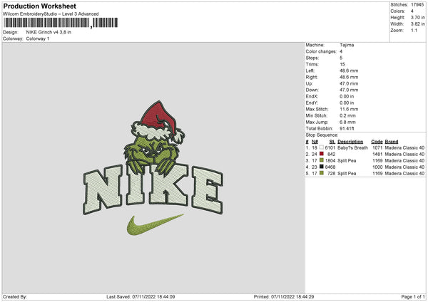 Nike Grinch V4 Embroidery File 6 sizes – Embropedia