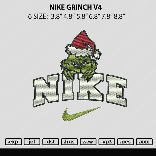 Nike Grinch V4 Embroidery File 6 sizes – Embropedia