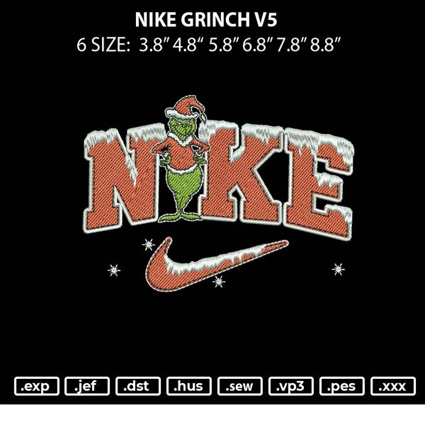 Nike Grinch V5 Embroidery File 6 sizes – Embropedia