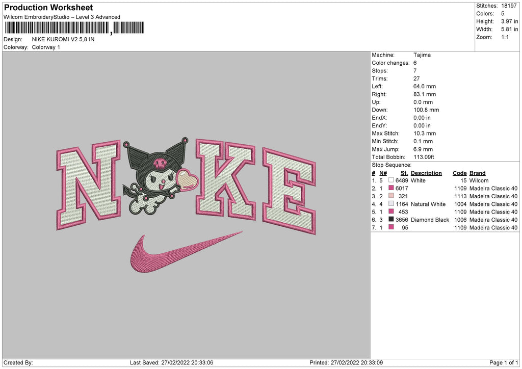 Nike Kuromi V2 Embroidery File 4 size – Embropedia