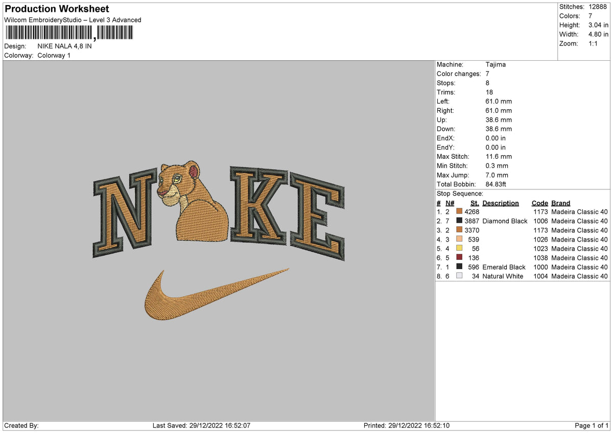 Nike Nala Embroidery File 6 sizes – Embropedia