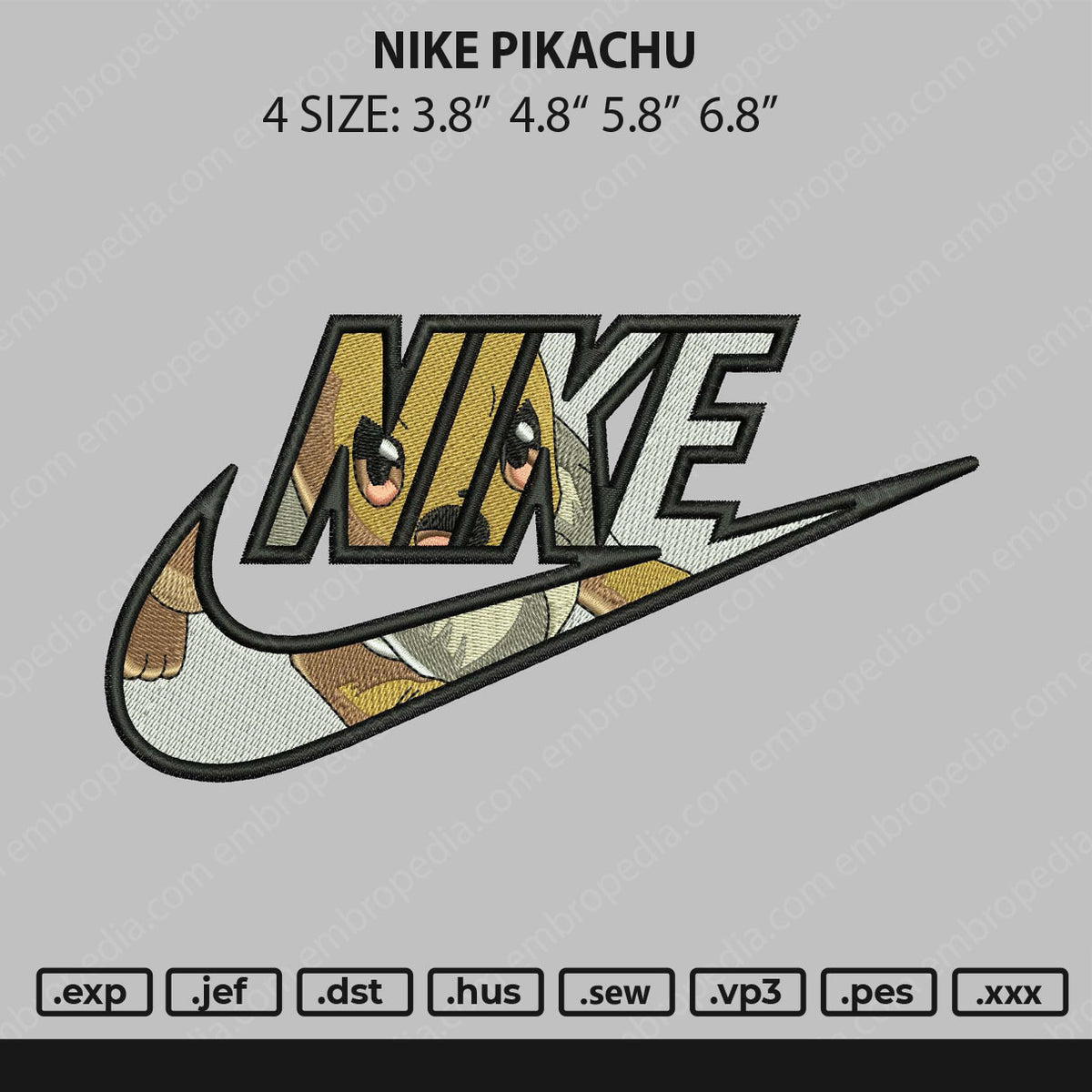 Nike Pikachu Embroidery File 4 size – Embropedia
