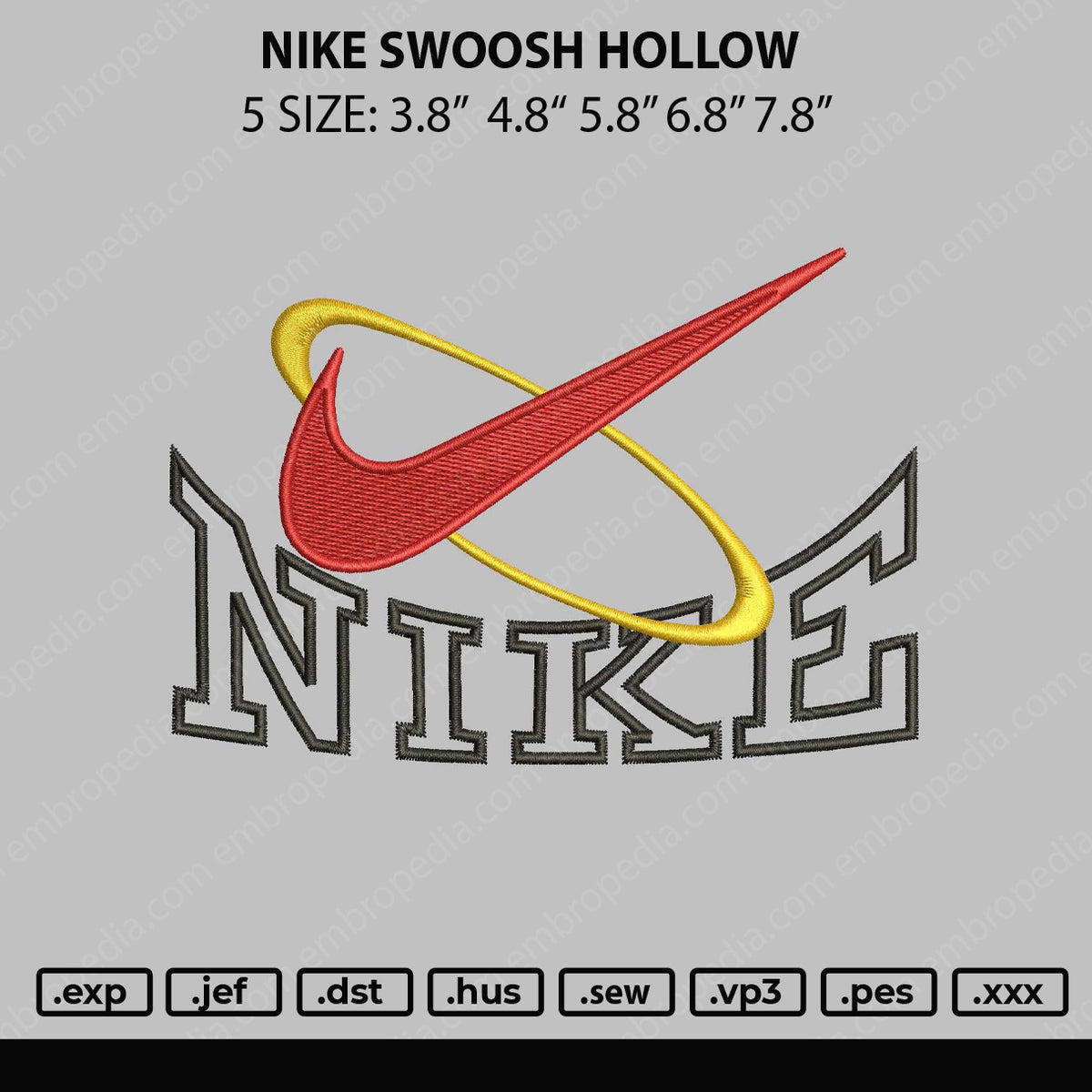 Nike Swoosh Hollow Embroidery File 5 sizes – Embropedia