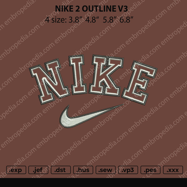Nike 2 Outline V3 Embroidery File 4 size – Embropedia
