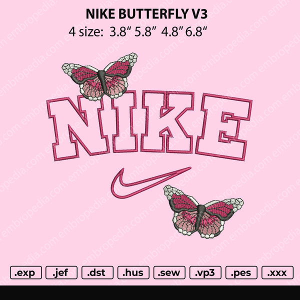 Nike Butterfly V3 Embroidery File 4 size –