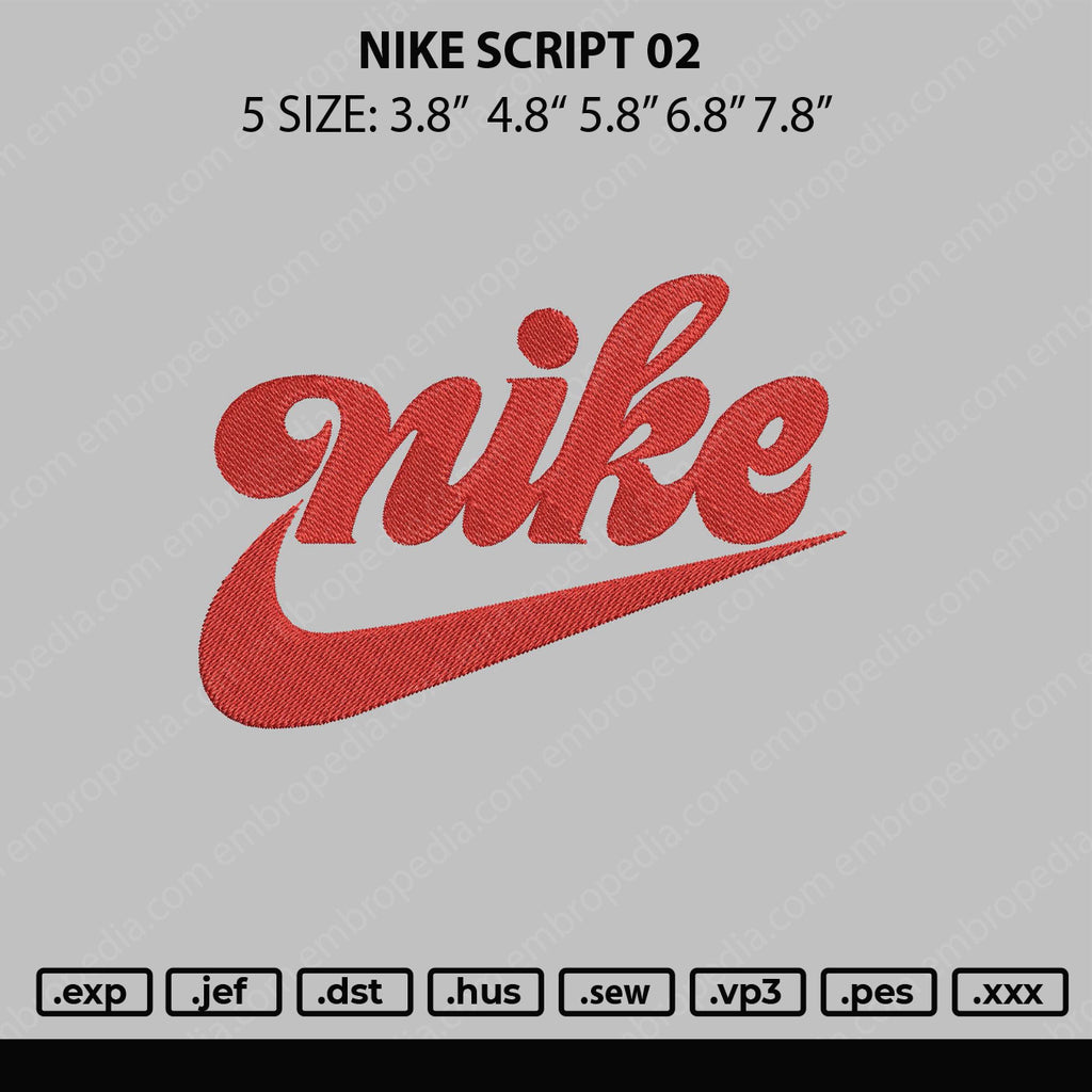 Nike Script 02 Embroidery File 5 sizes – Embropedia