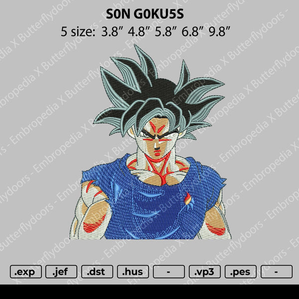 Son Goku Embroidery File 5 Size Embropedia
