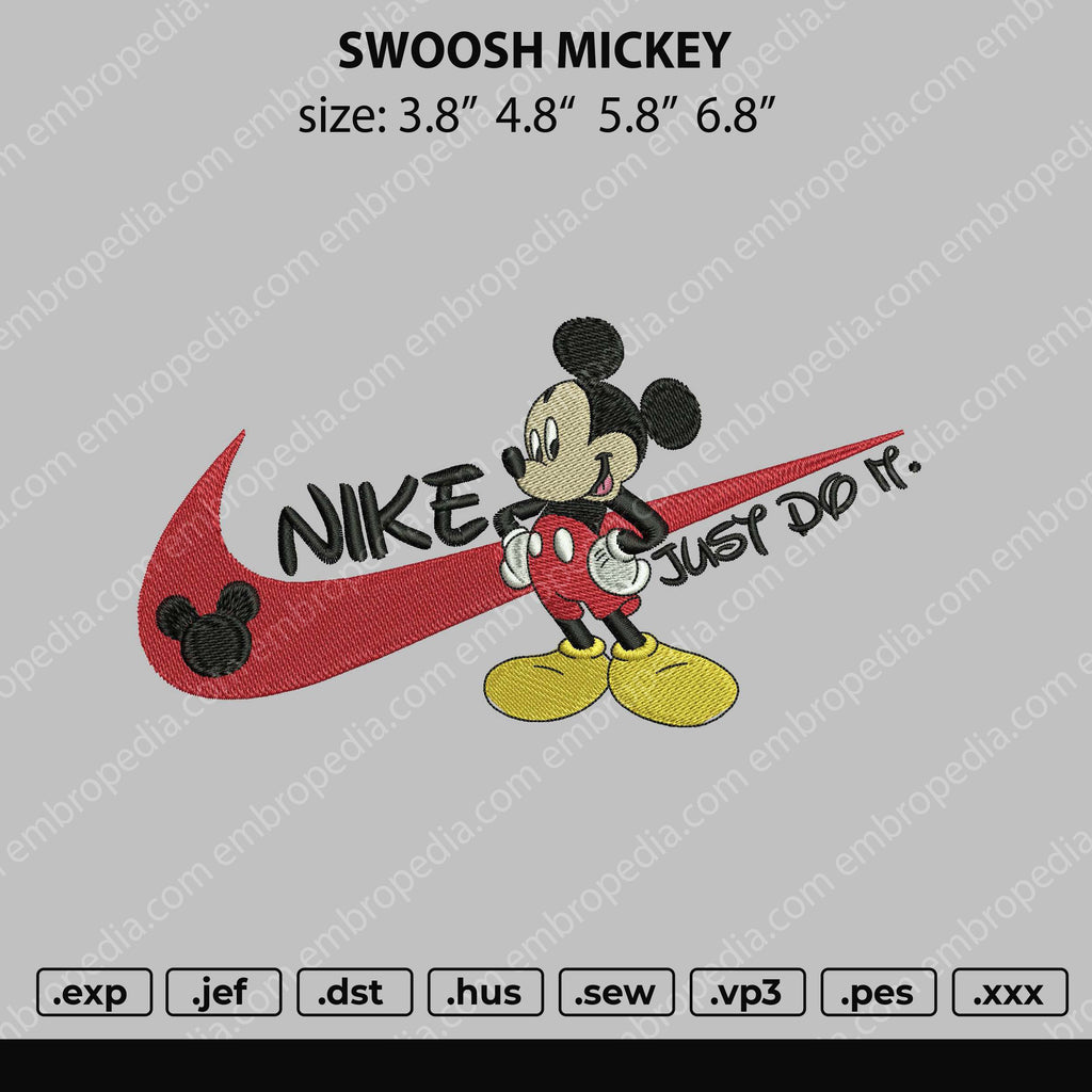 Swoosh Mickey Embroidery File 4 size – Embropedia