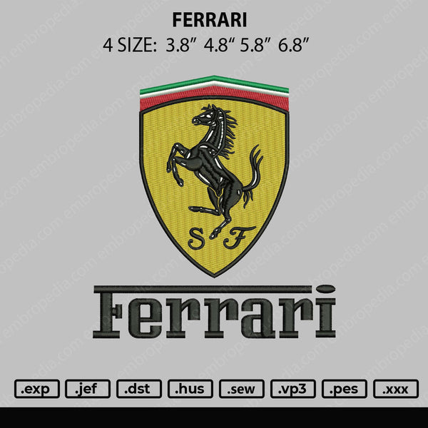 Ferrari Logo Embroidery File 4 size – Embropedia