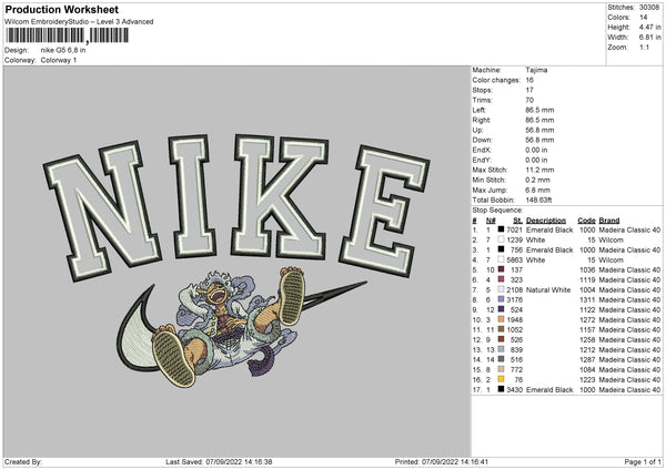 Nike G5 (big sizes only) Embroidery File 5 sizes – Embropedia