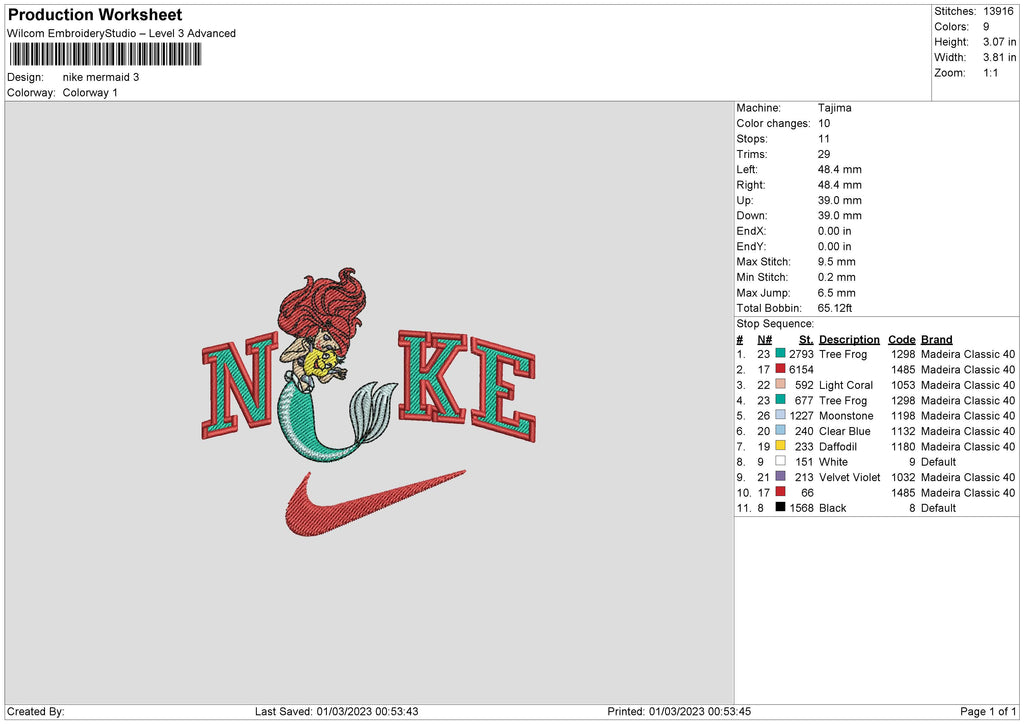 Nike Mermaid Embroidery File 6 sizes – Embropedia