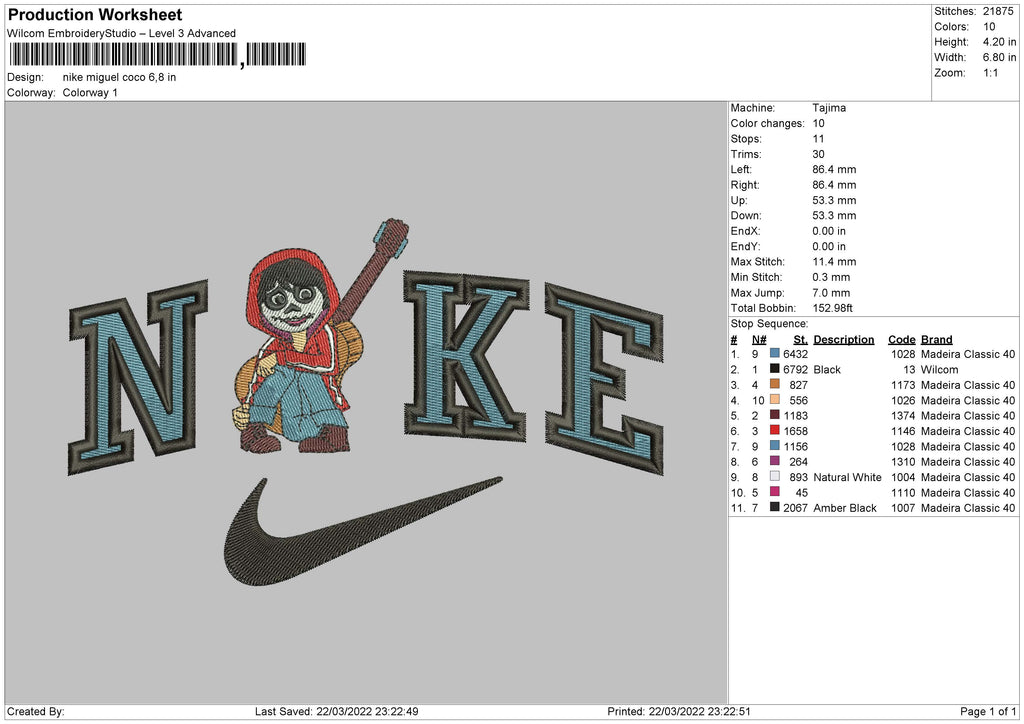 Nike Miguel Coco Embroidery File 4 size – Embropedia