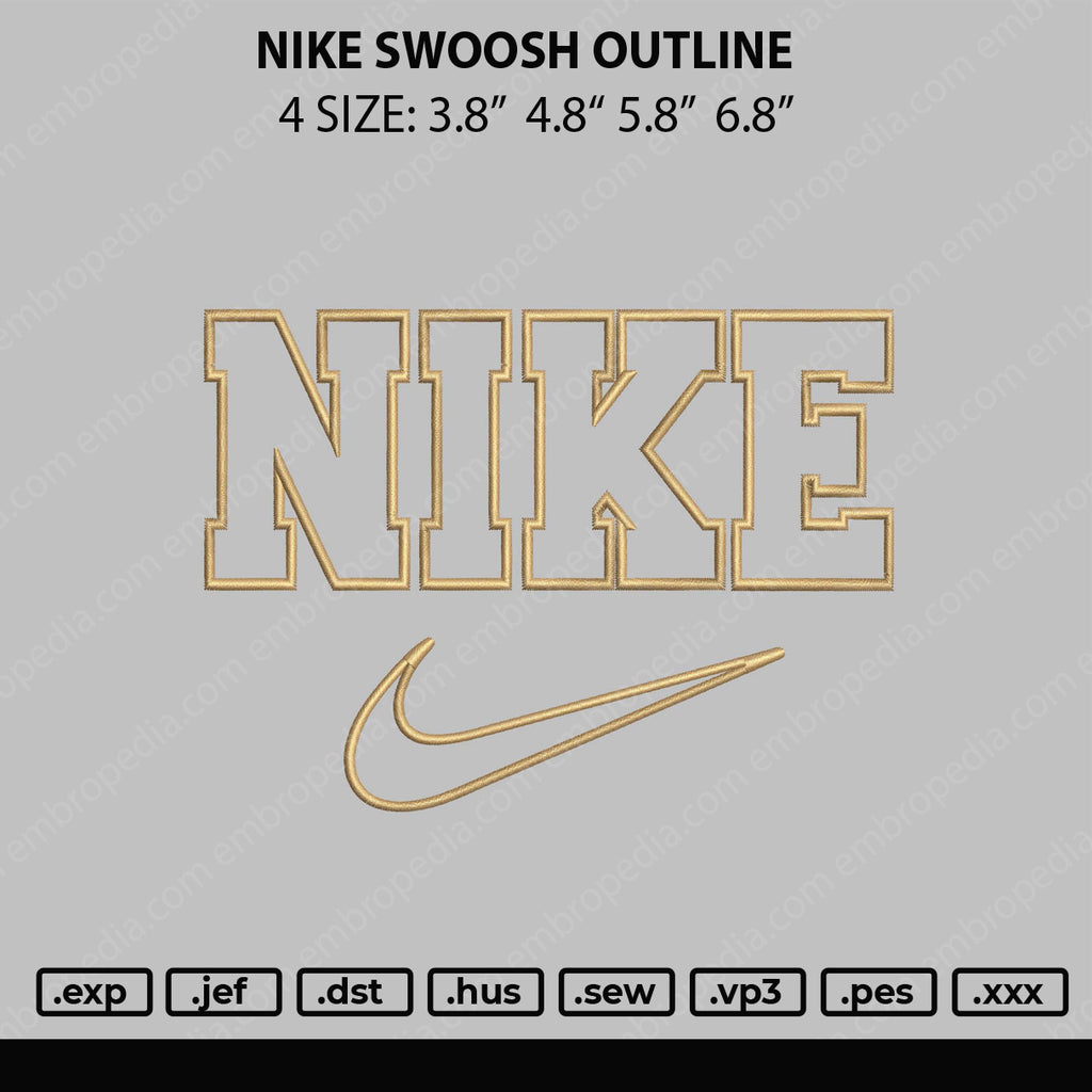 Nike Swoosh Outline Embroidery File 4 Size Embropedia 