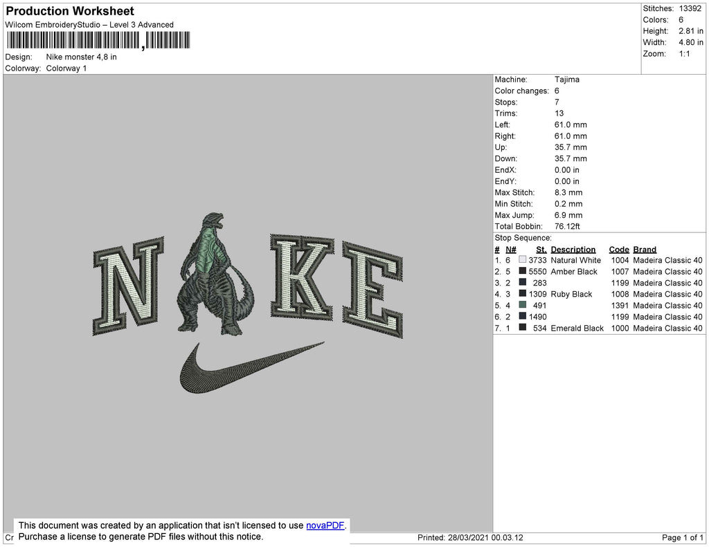 Nike Godzilla Embroidery File 4 size – Embropedia