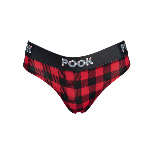 POOK 3 Pack Women's Underwear Beaver Red Plaid Cotton Panties