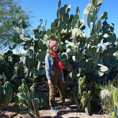 Ashley Miller standing in front of many cacti in Arizona