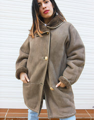 Light Brown Real Suede Shearling Winter Coat