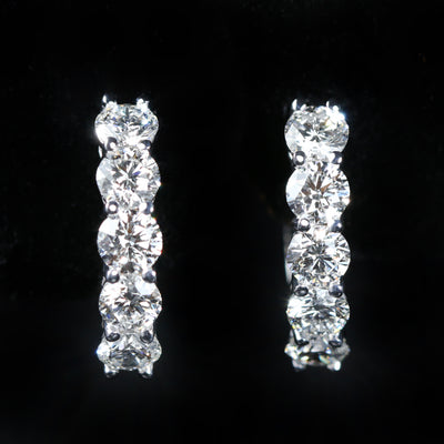 14K White Gold 2.21 Carat Diamond Hoop Earrings