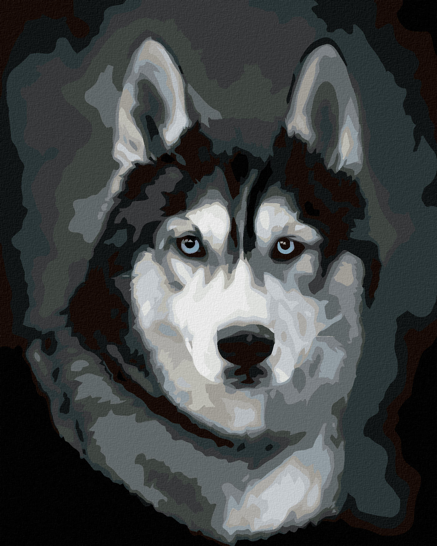 Malen nach Zahlen - HUSKY PORTRÄT, 80x100 cm / ohne Keilrahmen.