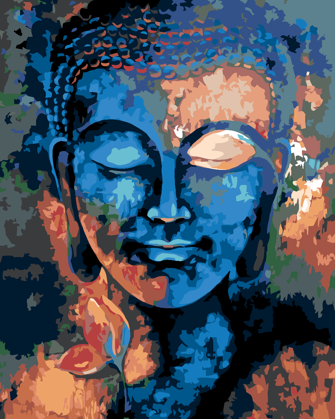 Farbiger Buddha40x50 cm
Ohne Keilrahmen