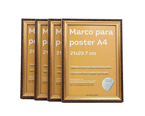 Set de 4 Marcos blancos para fotos, posters, láminas, diplomas. Tamaño –  Nacnic Estudio SL