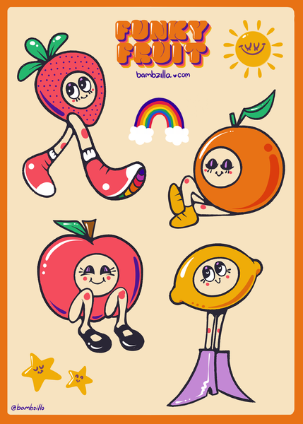 Funky Fruit Sticker Sheet – bambzilla