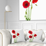 Isolated Red Poppy Flowers - Floral Throw Pillow