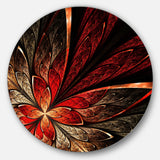 Fractal Flower in Yellow and Red Disc Floral Circle Metal Wall Art
